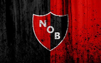 4k, FC Newells Old Boys, grunge, Superliga, fotboll, Argentina, logotyp, Newells Old Boys, football club, sten struktur, Newells Old Boys FC