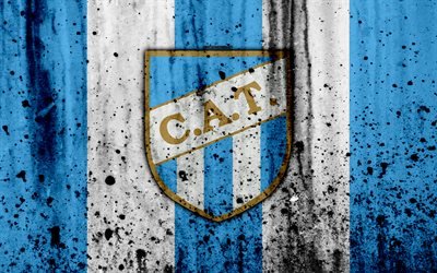 4k, FC Tucuman, grunge, Superliga, soccer, Argentina, logo, Tucuman, football club, stone texture, Tucuman FC