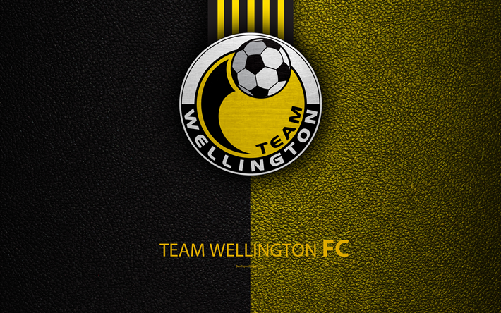 Team Wellington FC, 4K, New Zealand Football Club, logo, emblem, ISPS Handa Premiership, leather texture, Wellington, New Zealand, NZFC, OFC, Oceania