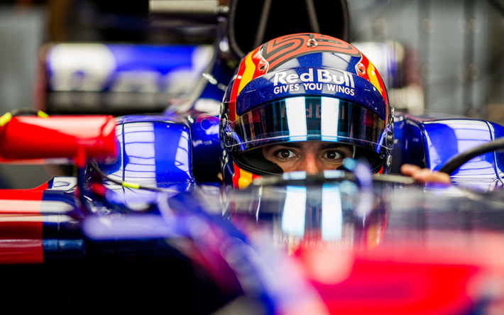 Carlos Sainz, 4k, poste de pilotage, de F1, de course pilotes Toro Rosso STR12, en 2017, les voitures de Formule 1, 55, la Scuderia Toro Rosso