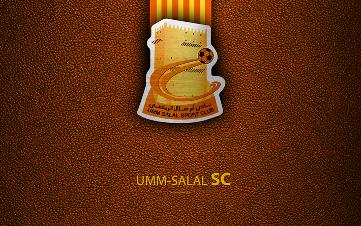 Umm-Salal SC, 4k, Qatar, club de f&#250;tbol, de textura de cuero, Umm-Salal logotipo de Qatar Stars League, Umm Salal, de la Premier League, Q-Liga