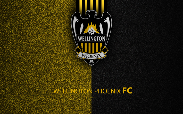 Wellington Phoenix FC, 4K, New Zealand Football Club, logo, emblem, ISPS Handa Premiership, leather texture, Wellington, New Zealand, NZFC, OFC, Oceania