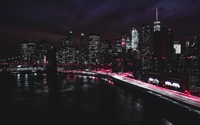 New York, nightscapes, metropolis, skyscrapers, USA, NYC, America