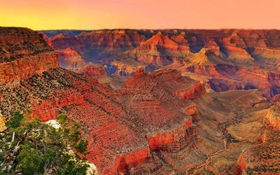 Grand Canyon, 4k, cliffs, american landmarks, Grand Canyon National Park, America, USA