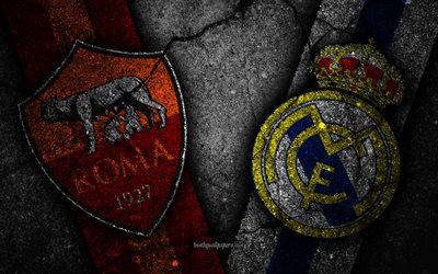 Roma vs Real Madrid, Champions League, Group Stage, Round 5, creative, AS Roma, Real Madrid FC, black stone