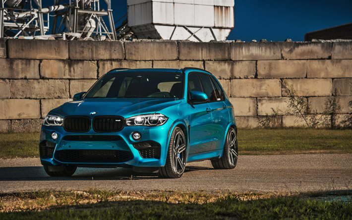 Download Wallpapers Bmw X5m 2018 F85 Blue X5 Vossen Blue Suv German Cars Front View Exterior Bmw For Desktop Free Pictures For Desktop Free