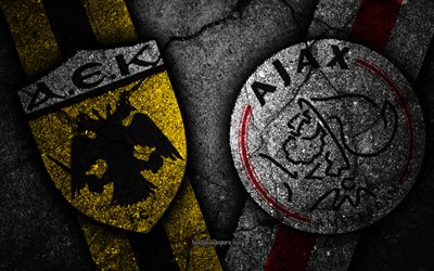 AEK Athens vs Ajax, Champions League, Group Stage, Round 5, creative, AEK Athens FC, Ajax FC, black stone