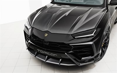 Lamborghini Urus, 2018, TopCar, front view, black sports crossover, tuning Urus, Italian sports suv, Lamborghini