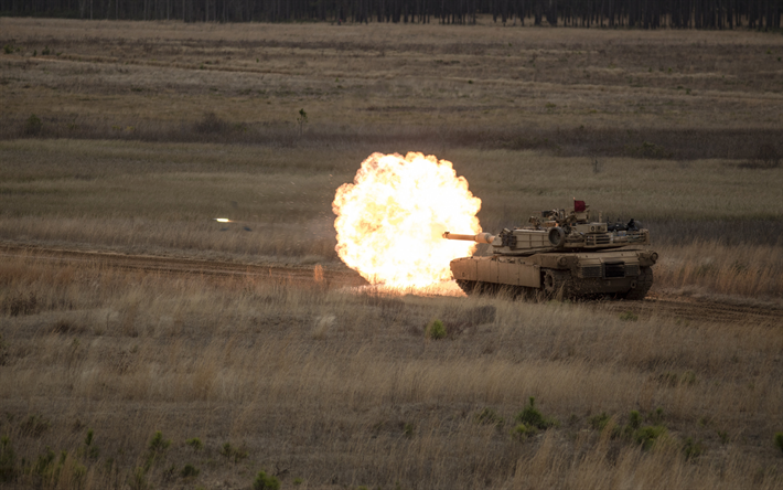 M1A1 Abrams, BİZİ ana savaş tankı, tank atış, top, modern zırhlı ara&#231;lar, ABD, tanklar, M1 Abrams