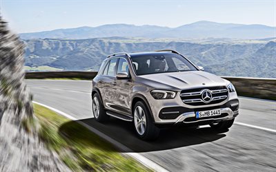 Mercedes-Benz GLE, 2020, luxury SUV, new silver GLE, exterior, front view, German cars, Mercedes