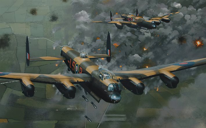 avro lancaster, britischer strategischer bomber, ww2, raf, zweiter weltkrieg, britisches milit&#228;rflugzeug