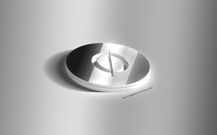 Omni 3D logo argento, Omni, criptovaluta, sfondo grigio, logo Omni, emblema Omni 3D, logo Omni 3D in metallo