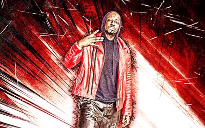 4k, Wyclef Jean, grunge art, amerikkalainen laulaja, musiikkit&#228;hdet, Nel Ust Wyclef Jean, amerikkalainen julkkis, violetit abstraktit s&#228;teet, supert&#228;hdet, Wyclef Jean 4K