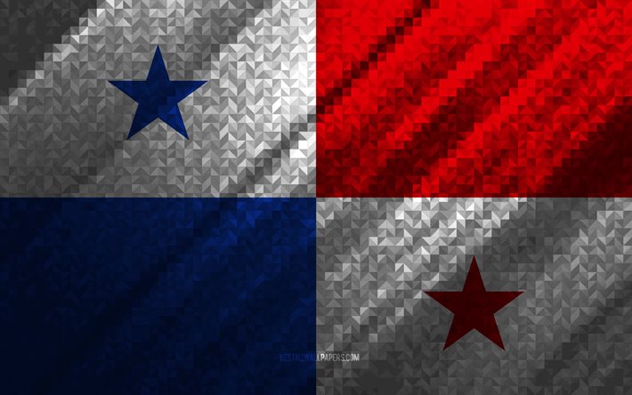 Drapeau du Panama, abstraction multicolore, drapeau de la mosa&#239;que du Panama, Panama, art de la mosa&#239;que, drapeau du Panama