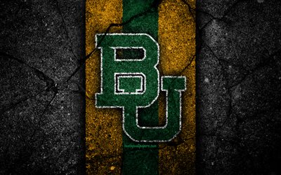 Baylor Athletics, 4k, american football team, NCAA, yellow green stone, USA, asphalt texture, american football, Baylor Athletics logo