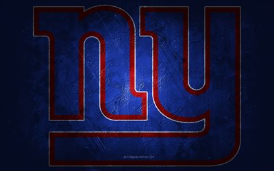 New York Giants, &#233;quipe de football am&#233;ricain, fond de pierre bleue, logo des New York Giants, art grunge, NFL, football am&#233;ricain, USA, embl&#232;me des New York Giants