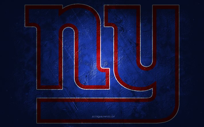 New York Giants, American football team, blue stone background, New York Giants logo, grunge art, NFL, American football, USA, New York Giants emblem