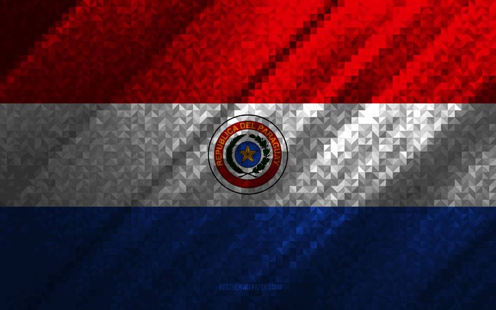 Drapeau du Paraguay, abstraction multicolore, drapeau mosa&#239;que du Paraguay, Panama, art de la mosa&#239;que, drapeau Paraguay