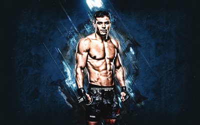 パウロコスタ, UFC, メタクリル酸メチル, ブラジルの戦闘機, ポートレート, 青い石の背景