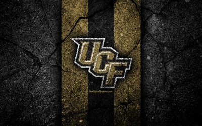 UCF Knights Jackets, 4k, american football team, NCAA, brown black stone, USA, asphalt texture, american football, UCF Knights logo