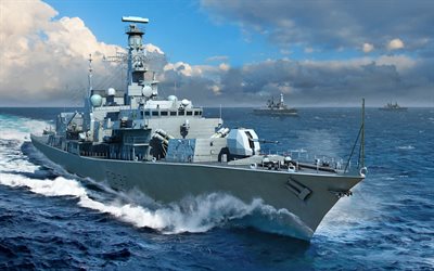 hms westminster, f237, britische fregatte, royal navy, typ 23 fregatte, britische kriegsschiffe, fregatte, bemalte schiffe