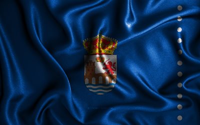 Ourense flagga, 4k, v&#229;giga sidenflaggor, spanska provinser, Day of Ourense, tygflaggor, 3D-konst, Ourense, Europa, Spaniens provinser, Ourense 3D-flagga, Spanien