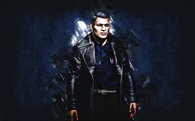 Aaron McCarlson, Cyberpunk 2077, sfondo di pietra blu, personaggi di Cyberpunk 2077, Aaron McCarlson Cyberpunk, personaggio di Aaron McCarlson
