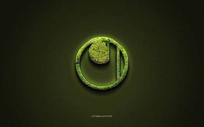 ウールシュポルトのロゴ, 緑の創造的なロゴ, 花のアートのロゴ, ウールシュポルトのエンブレム, 緑の炭素繊維の質感, ウールシュポルト, クリエイティブアート