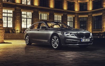 BMW 7, 2017, l&#252;ks arabalar, sedan, 4k, BMW