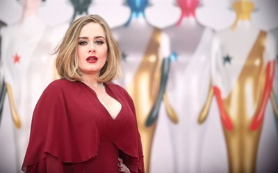 Adele, İngiliz şarkıcı, kırmızı elbise, G&#252;zel kadın, Laurie Blue Adkins