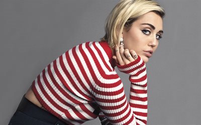 Miley Cyrus, 4k, retrato, rubia, cantante, actriz