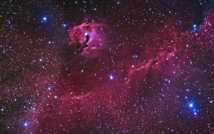 cor-de-rosa nebulosa, 4k, estrelas, galaxy, sci-fi, nebulosa, universo