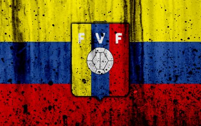 Venezuelan jalkapallomaajoukkue, 4k, tunnus, grunge, Etel&#228;-Amerikassa, jalkapallo, kivi rakenne, Venezuela, logo, Etel&#228;-Amerikan maajoukkueiden