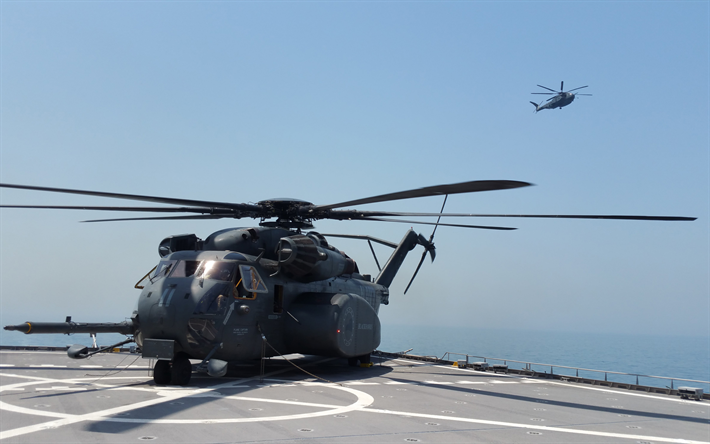 Sikorsky CH-53 Sea Stallion, h&#233;licopt&#232;re lourd de transport, des h&#233;licopt&#232;res militaires, US Navy, US, porte-avions