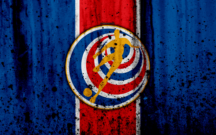 Costa Rica selecci&#243;n nacional de f&#250;tbol, 4k, el emblema, el grunge, Am&#233;rica del Norte, el f&#250;tbol, la piedra, la textura, Costa Rica, el logotipo, los equipos nacionales de Am&#233;rica del Norte