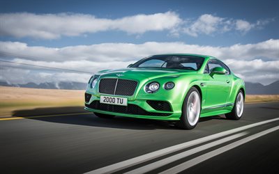 4k, Bentley Continental GT, 2018 carros, supercarros, estrada, borr&#227;o de movimento, Bentley