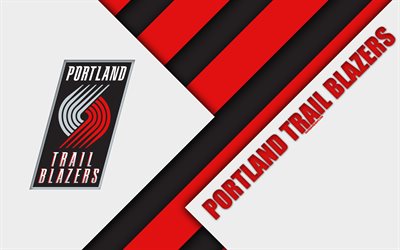 Portland Trail Blazers, 4k, logo, design de material, Americano de basquete clube, branca de abstra&#231;&#227;o, NBA, Portland, Oregon, EUA, basquete