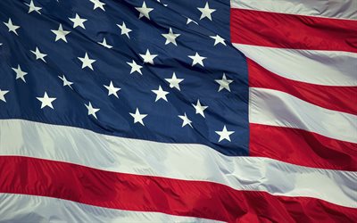 USA lippu, 4k, Amerikan lippu, kangas, lippu USA, Pohjois-Amerikassa, YHDYSVALTAIN lippu, USA, Amerikassa, kansalliset symbolit, flag of America