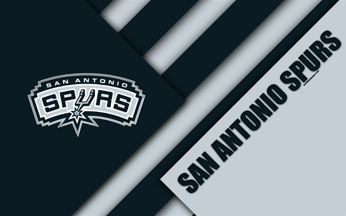 I San Antonio Spurs, 4k, logo, design dei materiali, la American basketball club, nero grigio astrazione, NBA, San Antonio, Texas, basket