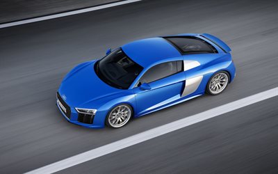 Audi R8 V10, 2018, azul coup&#233; deportivo, coches deportivos, coches alemanes, el Audi