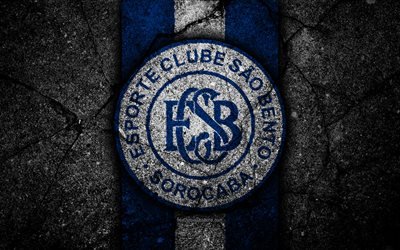 Sao Paulo FC, 4k, logo, futbol, Serie B, Siyah taş, Brezilya, asfalt doku, Sao Bento logo, By Football Sao Paulo, Brezilya Futbol Kul&#252;b&#252;
