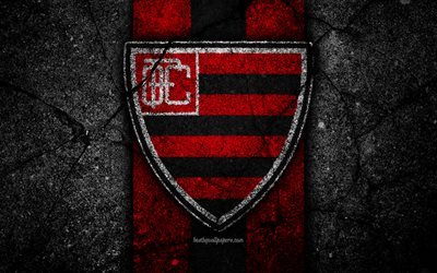 Oeste FC, 4k, logo, futebol, Serie B, pedra preta, Brasil, a textura do asfalto, Oeste logotipo, Brasileiro de clubes de futebol