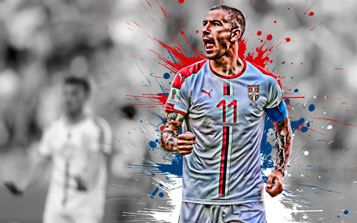 الكسندر كولاروف, 4k, صورة, صربيا المنتخب الوطني لكرة القدم, صربيا العلم, الصربي لاعب كرة القدم, كرة القدم, كولاروف