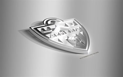 UD Almeria, 3D-st&#229;l logotyp, Spansk fotbollsklubb, 3D-emblem, Almeria, Spanien, Andra, League 2, Union Deportiva Alcorc&#243;n metall emblem, fotboll, kreativa 3d-konst