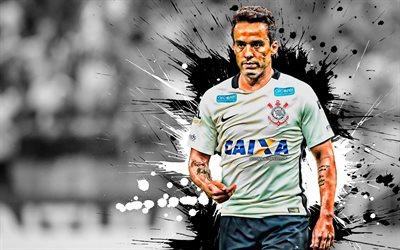 4k, Jadson, valkoinen ja musta tahra, Corinthians FC, brasilian jalkapalloilijat, grunge, Brasilian Serie A, jalkapallo, Jadson Rodrigues da Silva, Brasilia