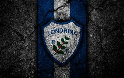 Londrina FC, 4k, logo, football, Serie B, le bleu et le blanc des lignes, le soccer, le Br&#233;sil, l&#39;asphalte, de la texture, de Londrina logo, Londrina CE, de football Br&#233;silien club