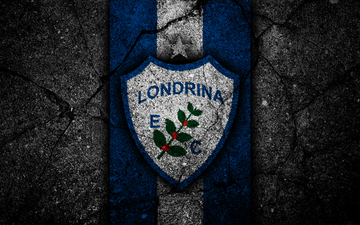 Londrina FC, 4k, logo, futebol, Serie B, azul e branco, linhas, Brasil, a textura do asfalto, Londrina logotipo, Londrina CE, Brasileiro de clubes de futebol