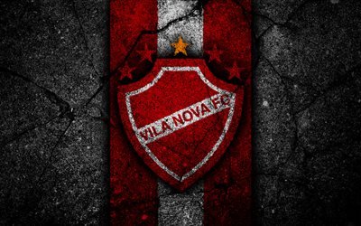 Vila Nova FC, 4k, logo, calcio, campionato di Serie B, rosso e bianco, linee, il calcio, il Brasile, l&#39;asfalto texture, Vila Nova logo, Brasiliana di calcio club