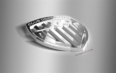 CD Lugo, 3D steel logo, Spanish football club, 3D emblem, Lugo, Spain, Segunda, La Liga 2, Lugo FC metal emblem, football, creative 3d art