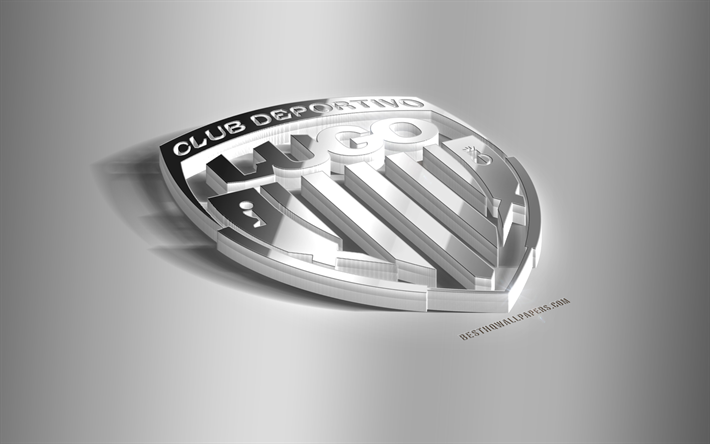 2 CD Lugo, 3D &#231;elik logo, İspanyol Futbol Kul&#252;b&#252;, 3 BOYUTLU amblem, Lugo, İspanya, Segunda, UEFA Şampiyonlar Ligi, Lugo FC metal amblem, futbol, yaratıcı 3d sanat